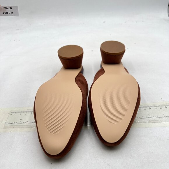 FYS Brown Round Toe Slip on Mules Chunky Block Low Heel Slippers Indoor Shoes - Picture 6 of 8